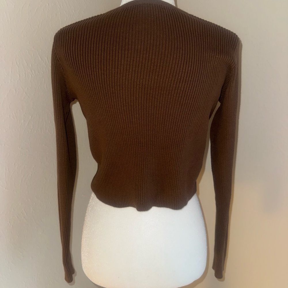 Brandy Melville Chocolate Button-Up Cardigan - Picture 2 of 6